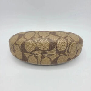 Coach Signature C Print Sunglasses Eyeglasses Case Clam Shell Style Tan Brown